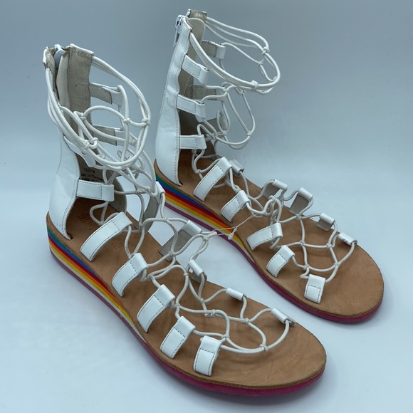 JEFFREY CAMPBELL BURMA White Rainbow Wedge Gladiator Sandal Size 8M - Picture 3 of 16